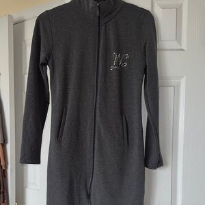 Women’s Charcoal Long Sleeve Zip-Front Dress